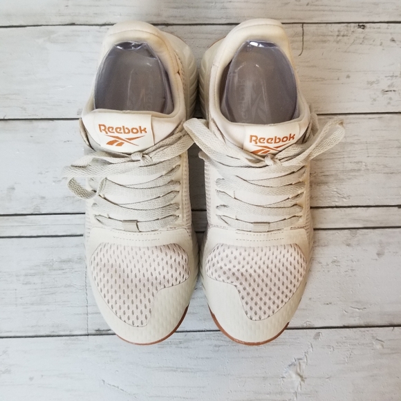 Reebok Knit Cream Colored Athletic Sneakers - Picture 3 of 11